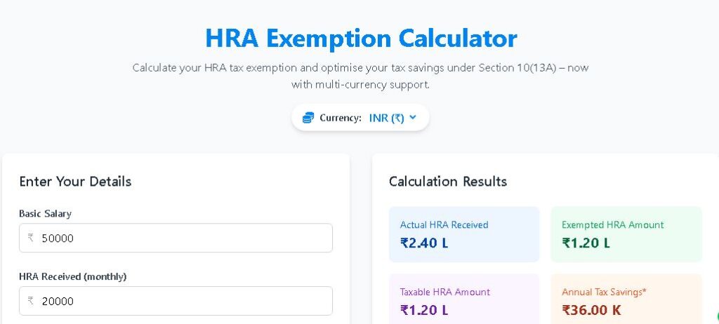 HRA exemption Calculator